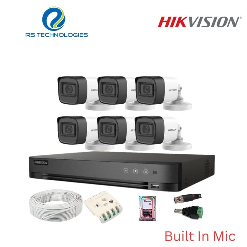 Hikvision 8CH DVR + 6 Full HD Audio Camera Combo Kit ( 6 Outdoor) – 2MP | 5MP Supported DVR (HIKHDC008) – RS Technologies offer