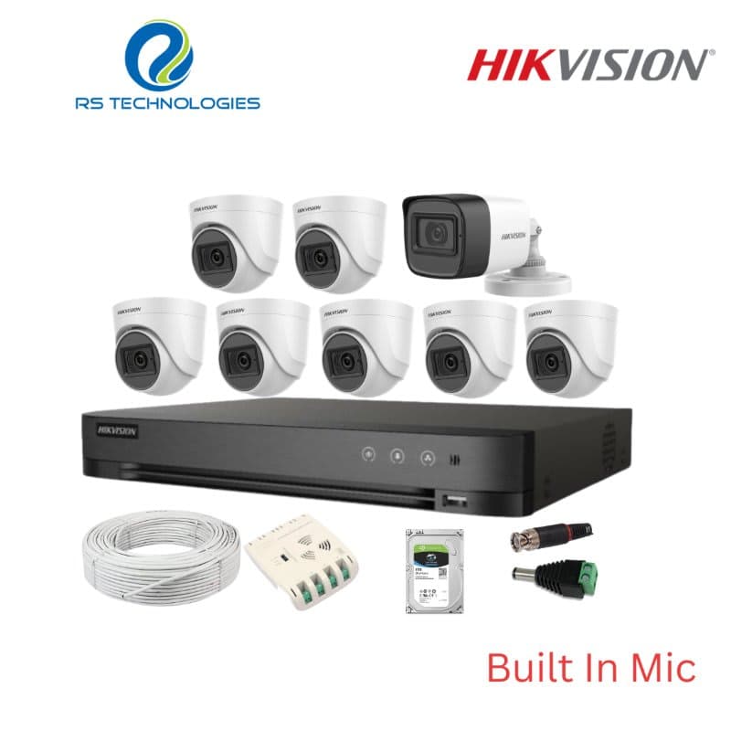 Hikvision 8CH DVR + 8 Full HD Audio Camera Combo Kit (7 Indoor + 1 Outdoor) – 2MP | 5MP Supported DVR (HIKHDC011) – RS Technologies offer